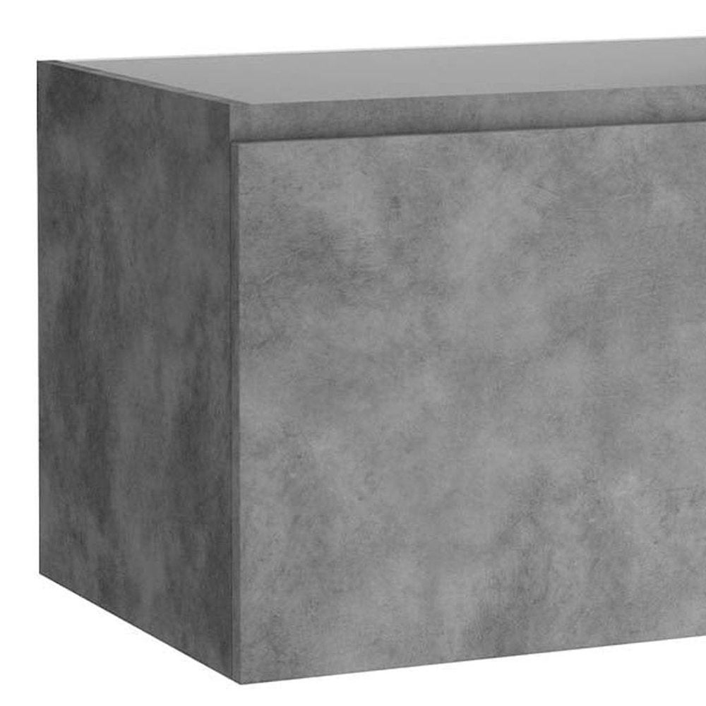 36" Gray Wood Freestanding Bathroom Vanity With White Sink And Two Drawers