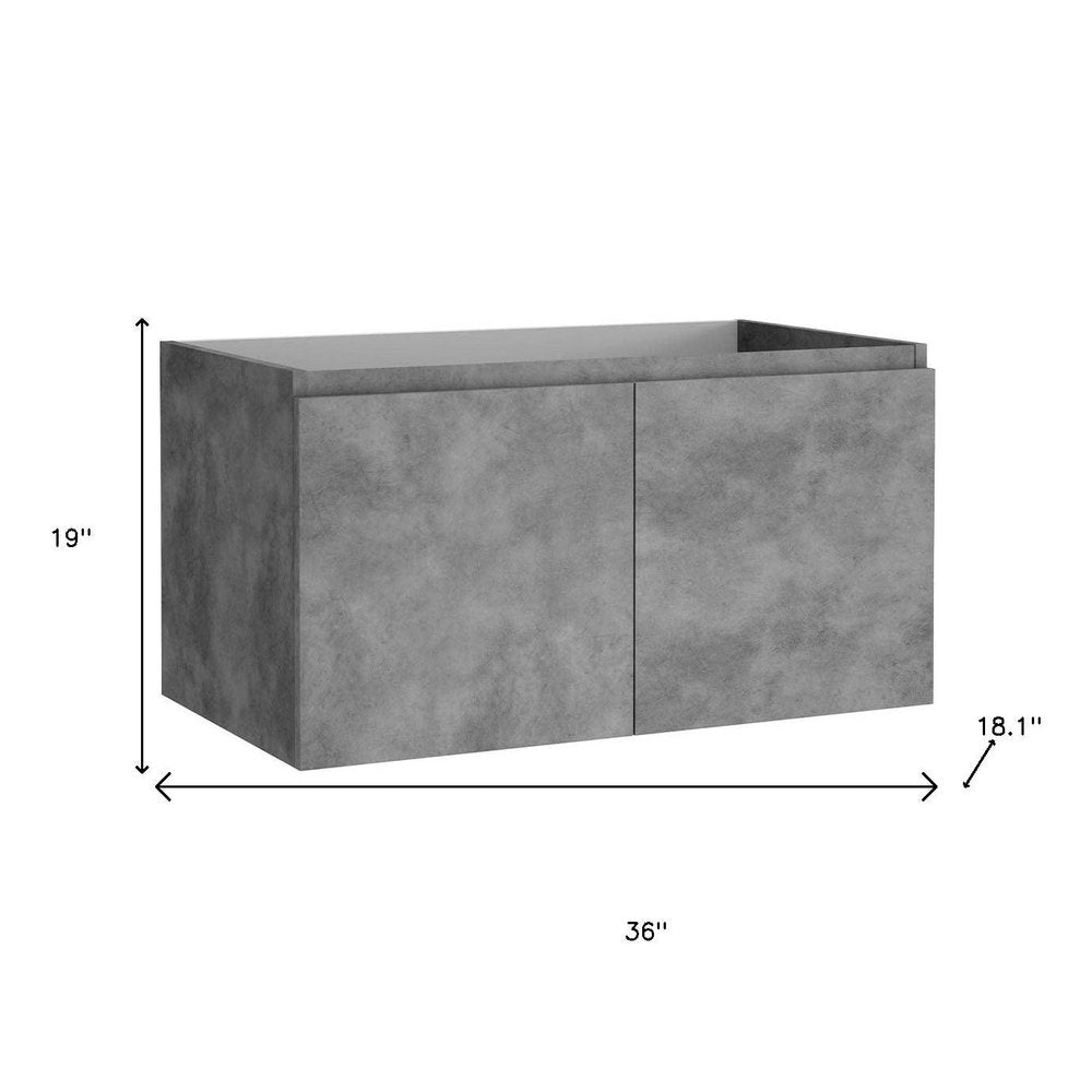 36" Gray Wood Freestanding Bathroom Vanity With White Sink And Two Drawers