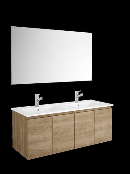 48" Oak Wood Freestanding Bathroom Vanity With White Sink And Two Drawers