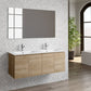 48" Oak Wood Freestanding Bathroom Vanity With White Sink And Two Drawers