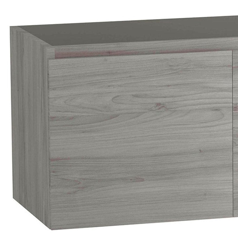 48" Gray Wood Freestanding Bathroom Vanity With White Sink And Two Drawers