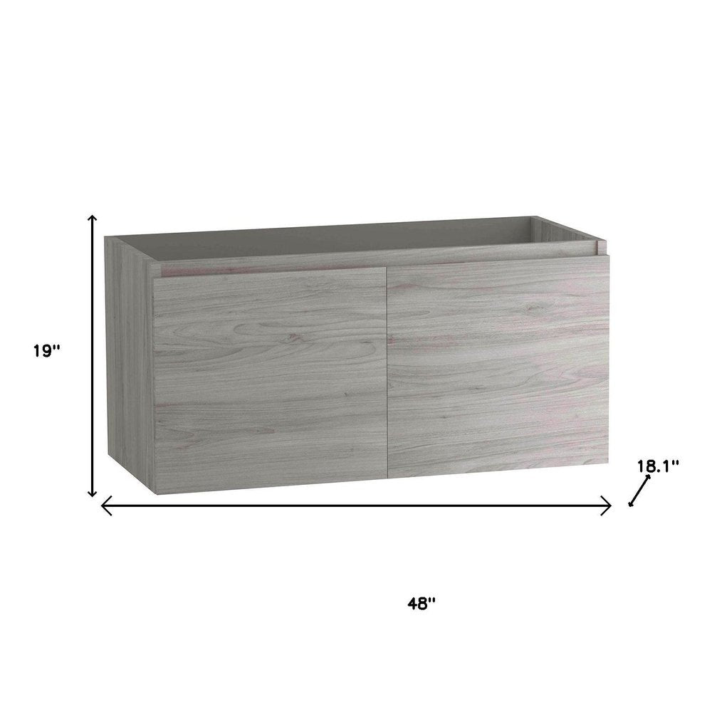 48" Gray Wood Freestanding Bathroom Vanity With White Sink And Two Drawers