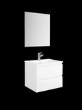 24" White Wood Freestanding Bathroom Vanity With White Sink And Two Drawers