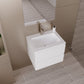24" White Wood Freestanding Bathroom Vanity With White Sink And Two Drawers