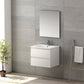24" White Wood Freestanding Bathroom Vanity With White Sink And Two Drawers