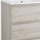 24" Natural Wood Freestanding Bathroom Vanity With White Sink And Two Drawers