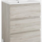 24" Natural Wood Freestanding Bathroom Vanity With White Sink And Two Drawers