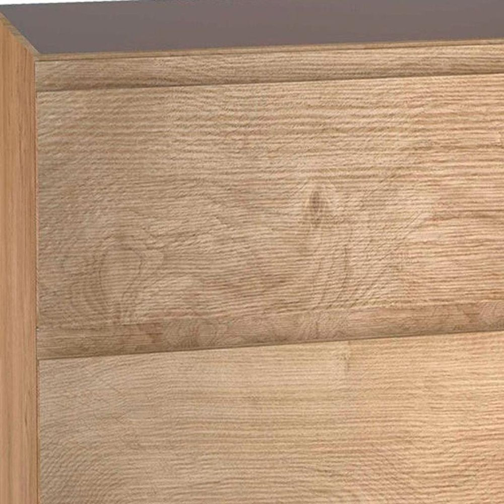 24" Oak Wood Freestanding Bathroom Vanity With White Sink And Two Drawers