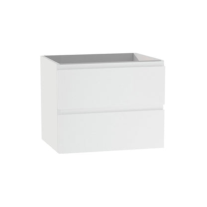 24" White Wood Freestanding Bathroom Vanity With White Sink And Two Drawers