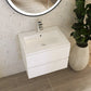 24" White Wood Freestanding Bathroom Vanity With White Sink And Two Drawers