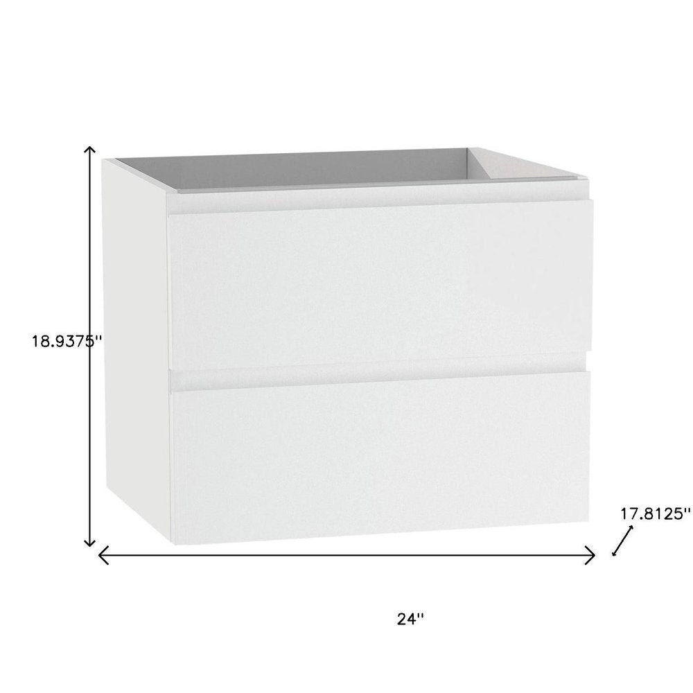 24" White Wood Freestanding Bathroom Vanity With White Sink And Two Drawers