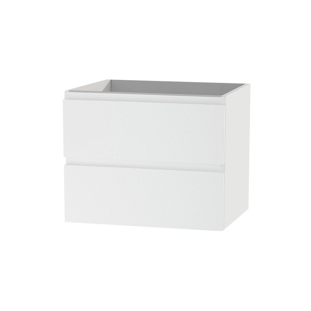 24" White Wood Freestanding Bathroom Vanity With White Sink And Two Drawers