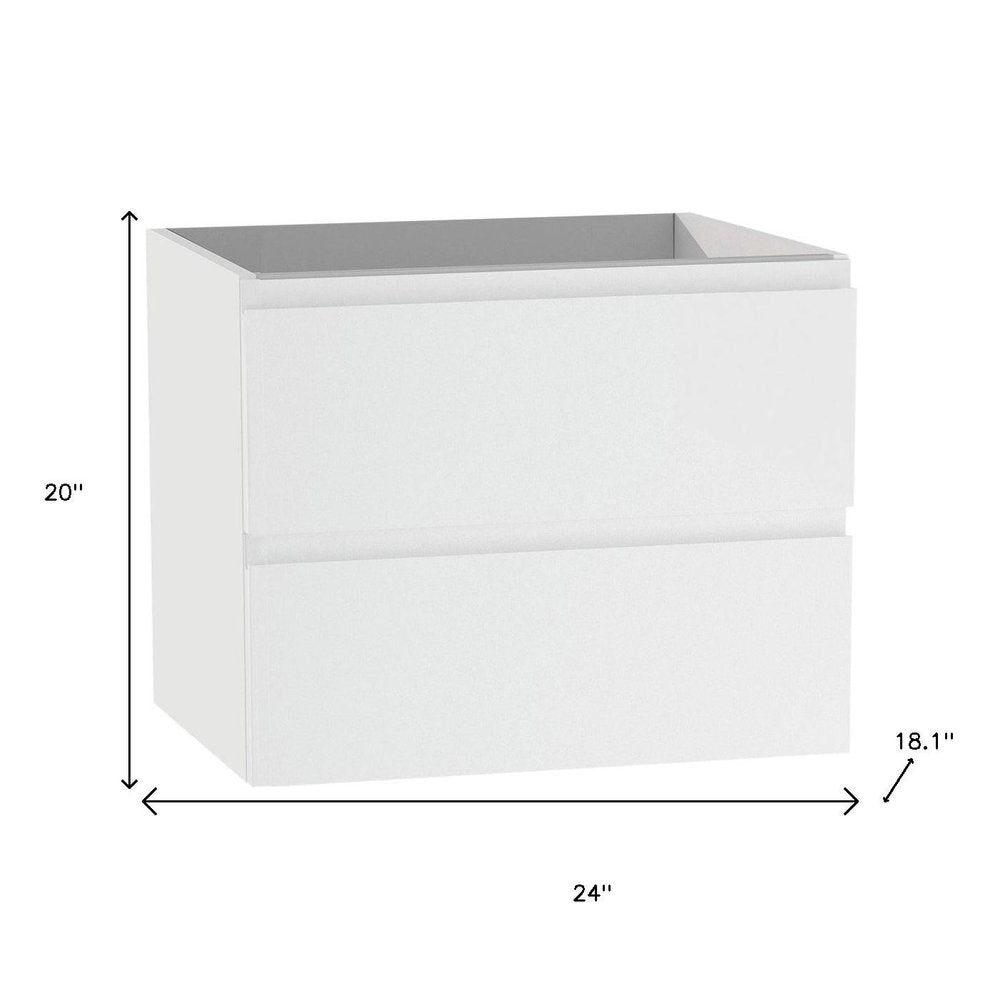 24" White Wood Freestanding Bathroom Vanity With White Sink And Two Drawers