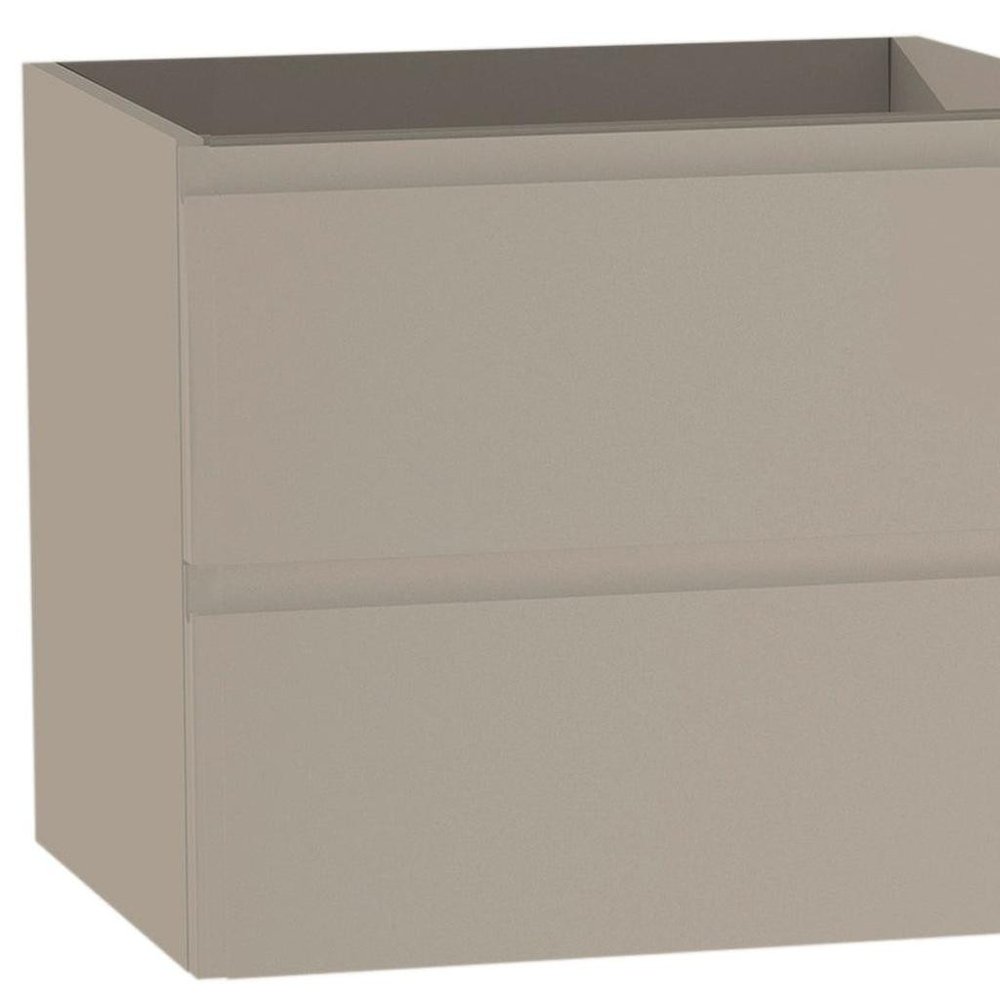 24" Light Brown Wood Freestanding Bathroom Vanity With White Sink And Two Drawers