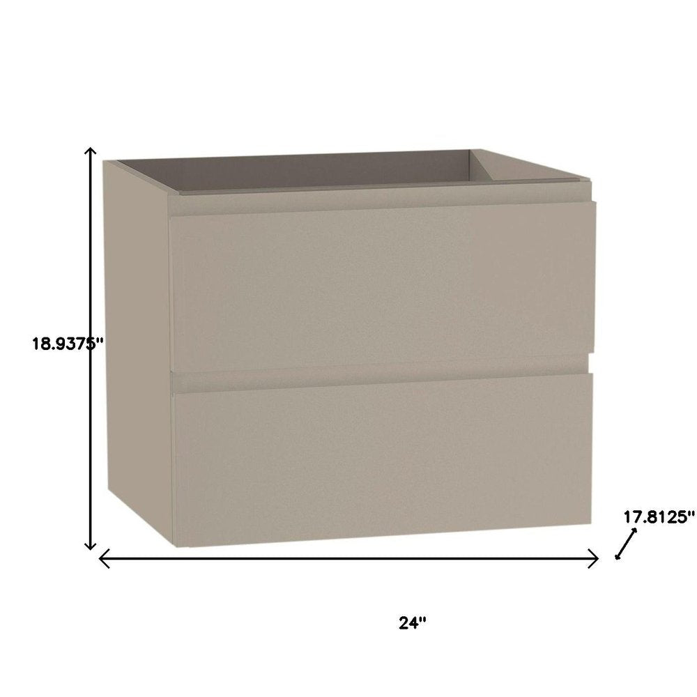 24" Light Brown Wood Freestanding Bathroom Vanity With White Sink And Two Drawers