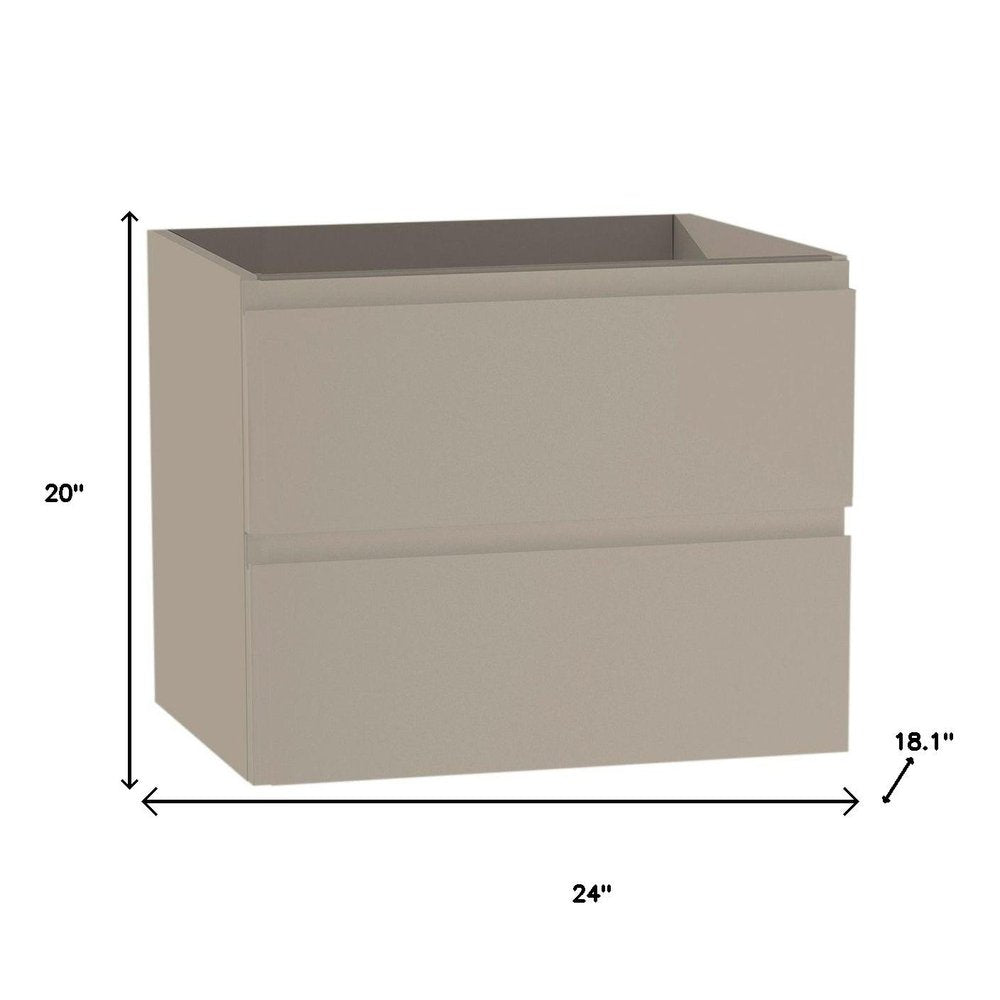24" Light Brown Wood Freestanding Bathroom Vanity With White Sink And Two Drawers