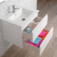 28" White Wood Freestanding Bathroom Vanity With White Sink And Two Drawers