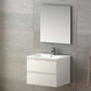 28" White Wood Freestanding Bathroom Vanity With White Sink And Two Drawers