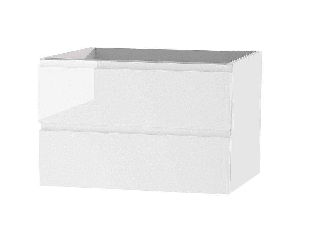 28" White Wood Freestanding Bathroom Vanity With White Sink And Two Drawers