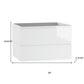 28" White Wood Freestanding Bathroom Vanity With White Sink And Two Drawers