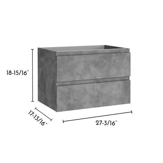 28" Gray Wood Freestanding Bathroom Vanity With White Sink And Two Drawers