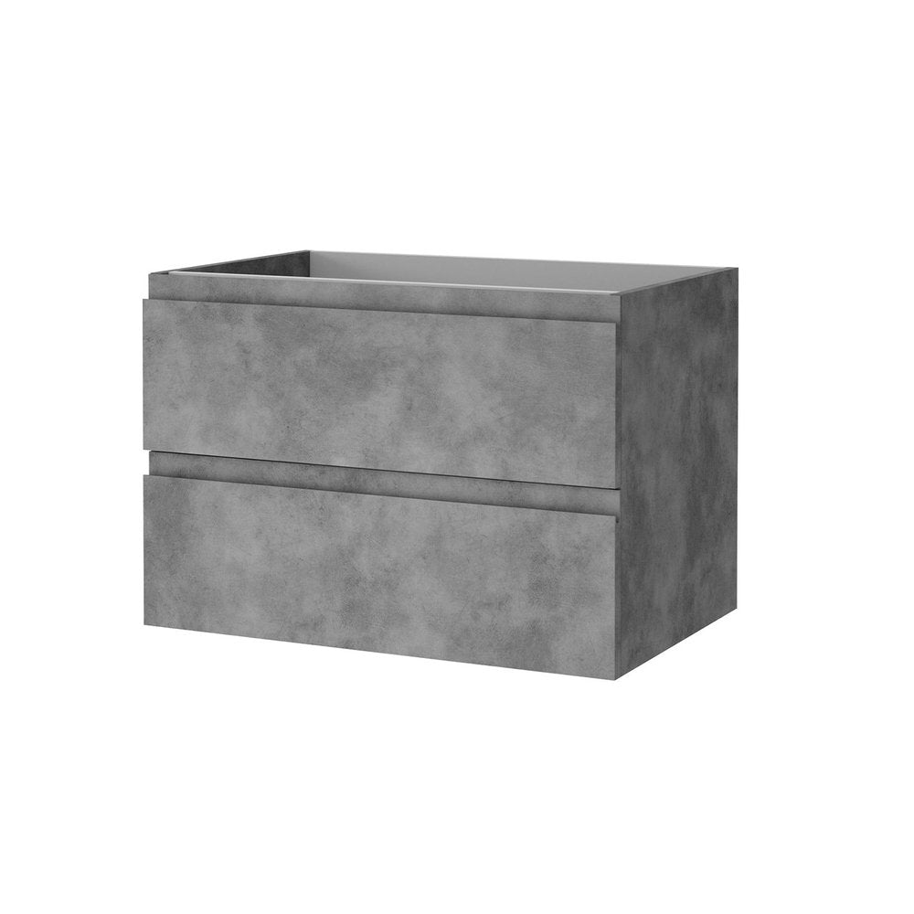 28" Gray Wood Freestanding Bathroom Vanity With White Sink And Two Drawers