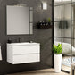 32" White Wood Freestanding Bathroom Vanity With White Sink And Two Drawers