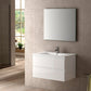 32" White Wood Freestanding Bathroom Vanity With White Sink And Two Drawers