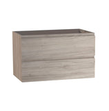 32" Natural Wood Freestanding Bathroom Vanity With White Sink And Two Drawers