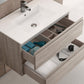 32" Natural Wood Freestanding Bathroom Vanity With White Sink And Two Drawers