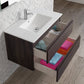 32" Dark Brown Wood Freestanding Bathroom Vanity With White Sink And Two Drawers