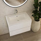 32" White Wood Freestanding Bathroom Vanity With White Sink And Two Drawers