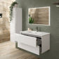 36" White Wood Freestanding Bathroom Vanity With White Sink And Two Drawers