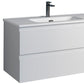 36" White Wood Freestanding Bathroom Vanity With White Sink And Two Drawers