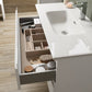 36" White Wood Freestanding Bathroom Vanity With White Sink And Two Drawers