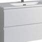 36" White Wood Freestanding Bathroom Vanity With White Sink And Two Drawers