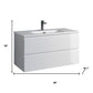 36" White Wood Freestanding Bathroom Vanity With White Sink And Two Drawers