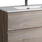 36" Natural Wood Freestanding Bathroom Vanity With White Sink And Two Drawers