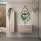 36" Natural Wood Freestanding Bathroom Vanity With White Sink And Two Drawers