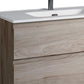 36" Natural Wood Freestanding Bathroom Vanity With White Sink And Two Drawers