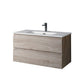36" Natural Wood Freestanding Bathroom Vanity With White Sink And Two Drawers