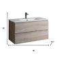 36" Natural Wood Freestanding Bathroom Vanity With White Sink And Two Drawers