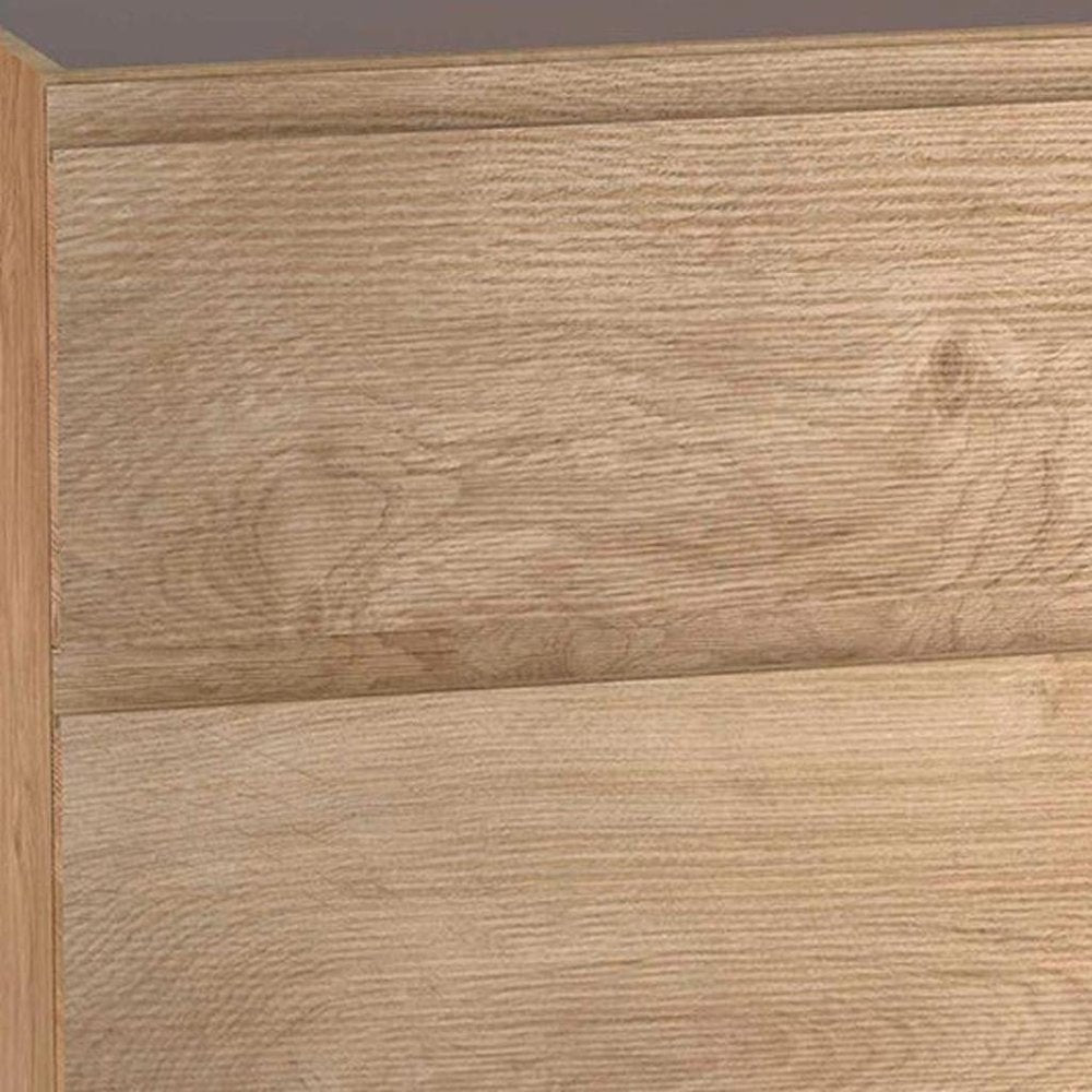 36" Oak Wood Freestanding Bathroom Vanity With White Sink And Two Drawers