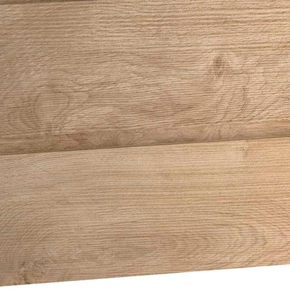 36" Oak Wood Freestanding Bathroom Vanity With White Sink And Two Drawers