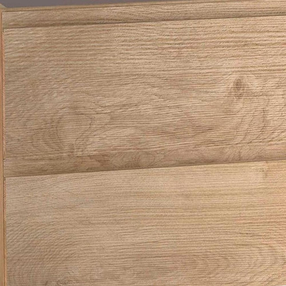 36" Oak Wood Freestanding Bathroom Vanity With White Sink And Two Drawers