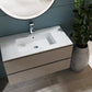 36" Light Brown Wood Freestanding Bathroom Vanity With White Sink And Two Drawers