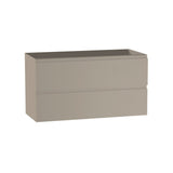 36" Light Brown Wood Freestanding Bathroom Vanity With White Sink And Two Drawers