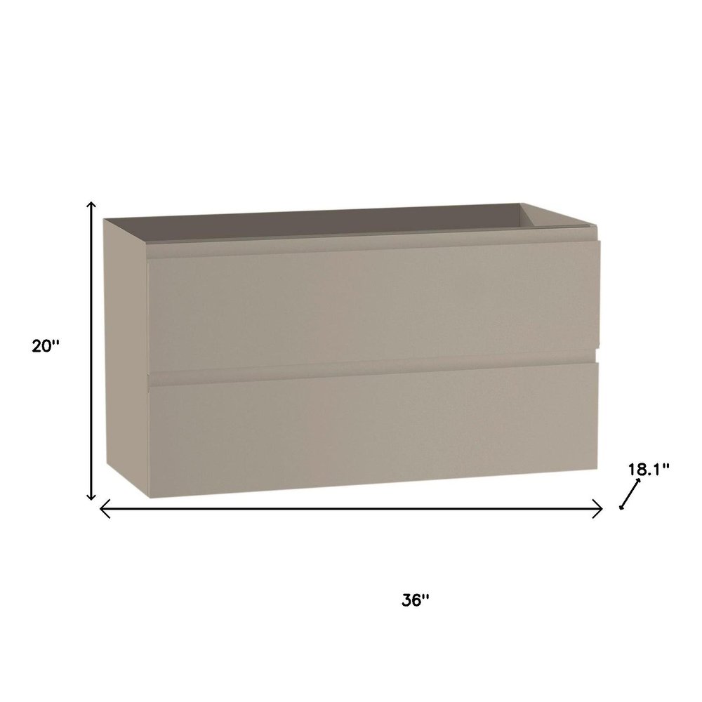 36" Light Brown Wood Freestanding Bathroom Vanity With White Sink And Two Drawers