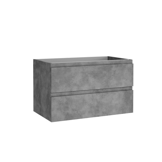 36" Gray Wood Freestanding Bathroom Vanity With White Sink And Two Drawers