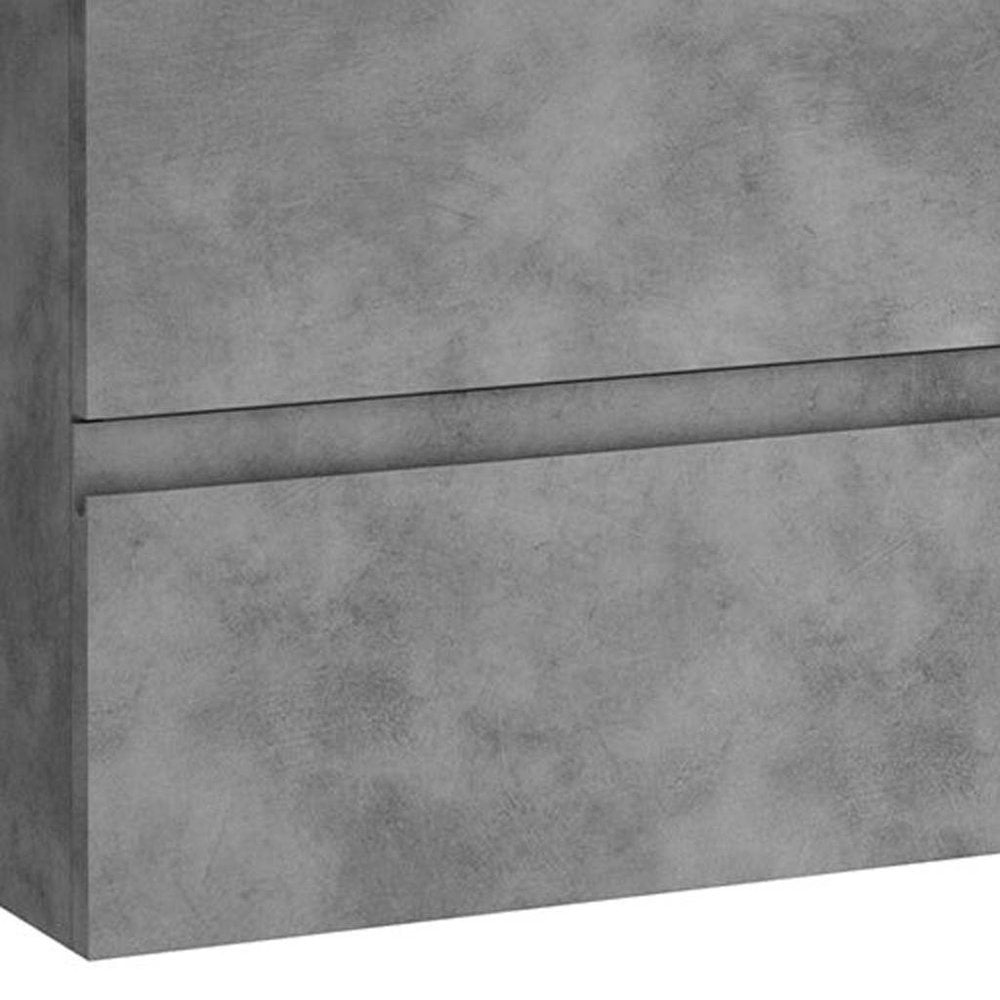 36" Gray Wood Freestanding Bathroom Vanity With White Sink And Two Drawers